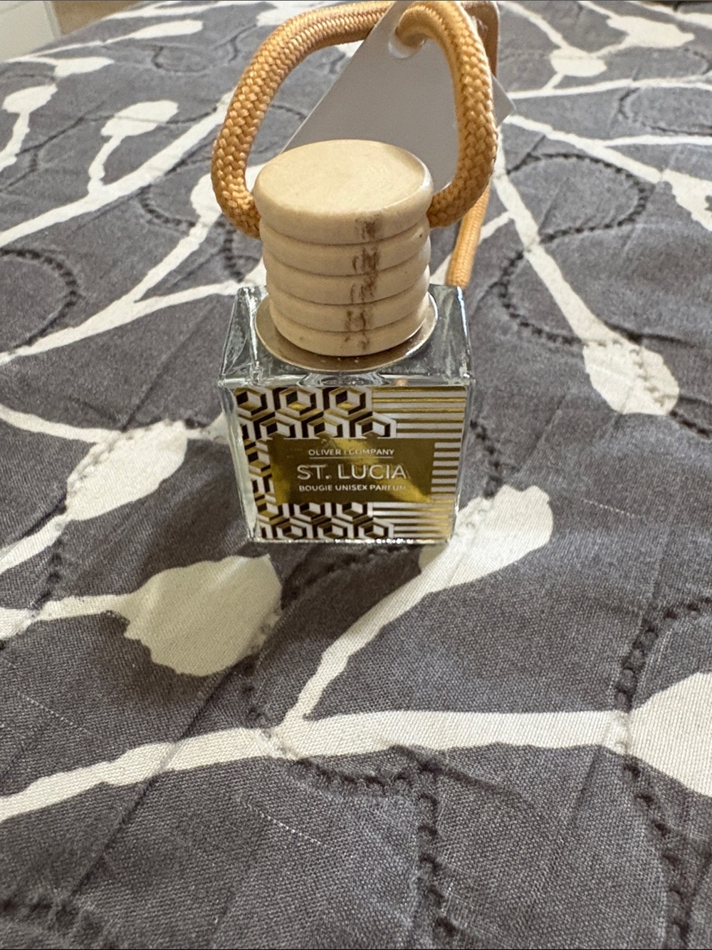 Olivers St. Lucia Car Diffuser in Gold and Natural Wood